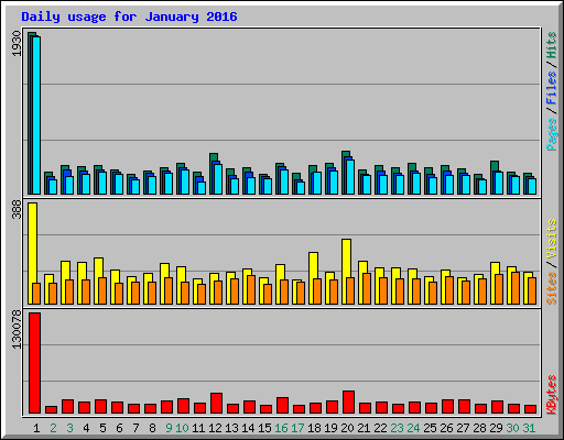 Daily usage for January 2016