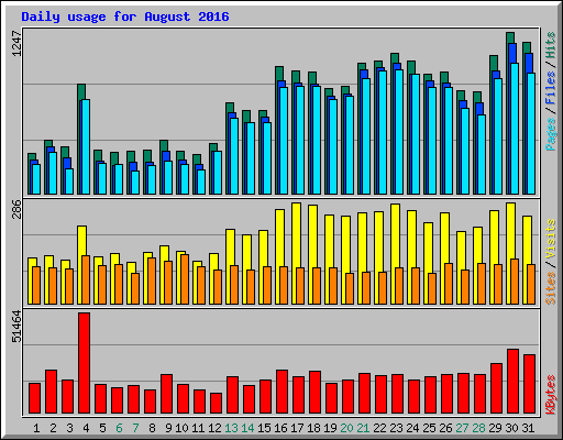 Daily usage for August 2016