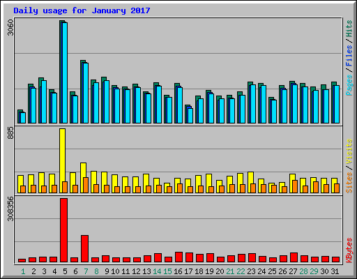 Daily usage for January 2017