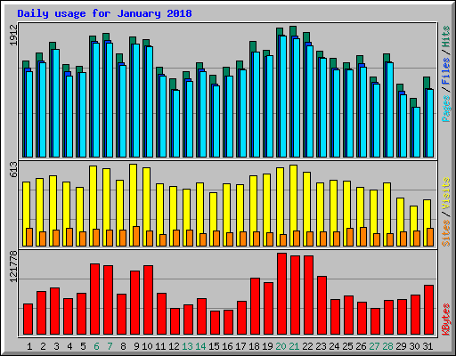 Daily usage for January 2018