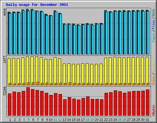 Daily usage for December 2021