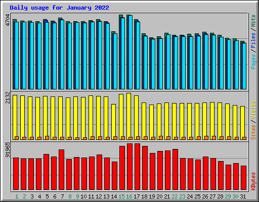 Daily usage for January 2022