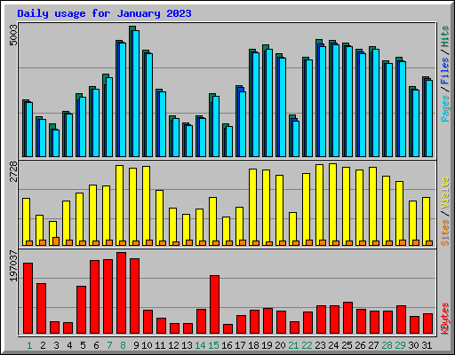 Daily usage for January 2023