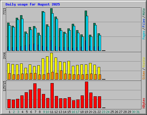 Daily usage for August 2025