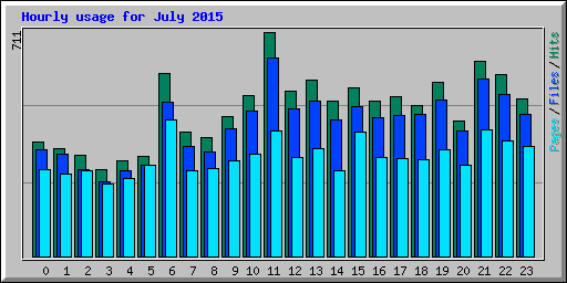 Hourly usage for July 2015